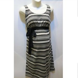 Maternity Dress Sleeveless Sash Size M 8 10 Black Stripe